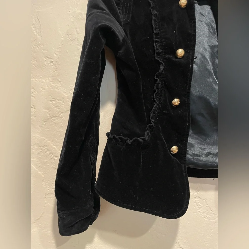 THE CHILDREN’S PLACE Black Velvet Jacket with Gold Buttons XL Kids 14